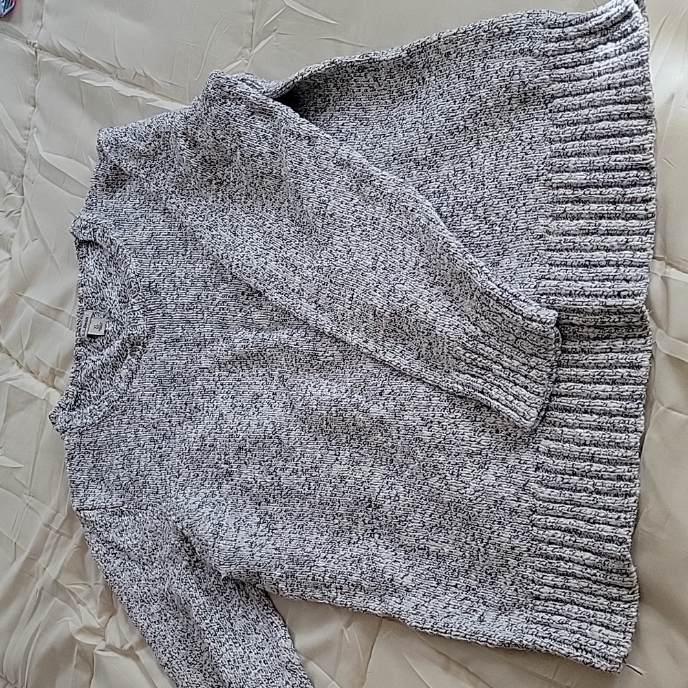 LL Bean Marled Sweater, slate blue and white, sz XL